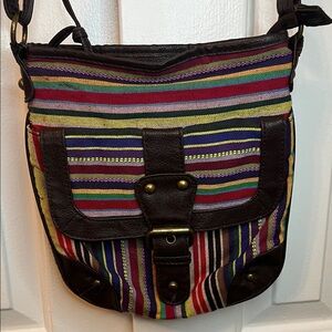 Colorful Striped Faux‎ Leather Crossbody Bag Purse
